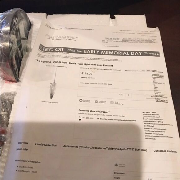 NEW Hanging Pendant Light - Picture 5 of 6